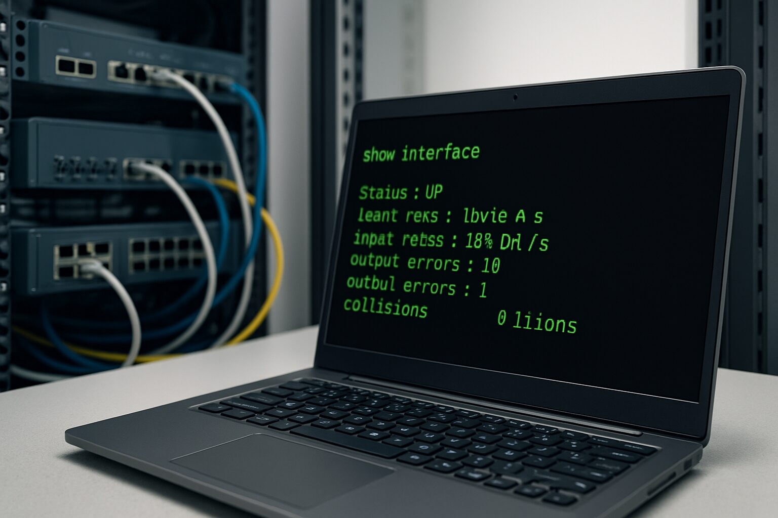 ルータインターフェース速度ダウンの原因をshow interfaceコマンドで調査するネットワークエンジニア