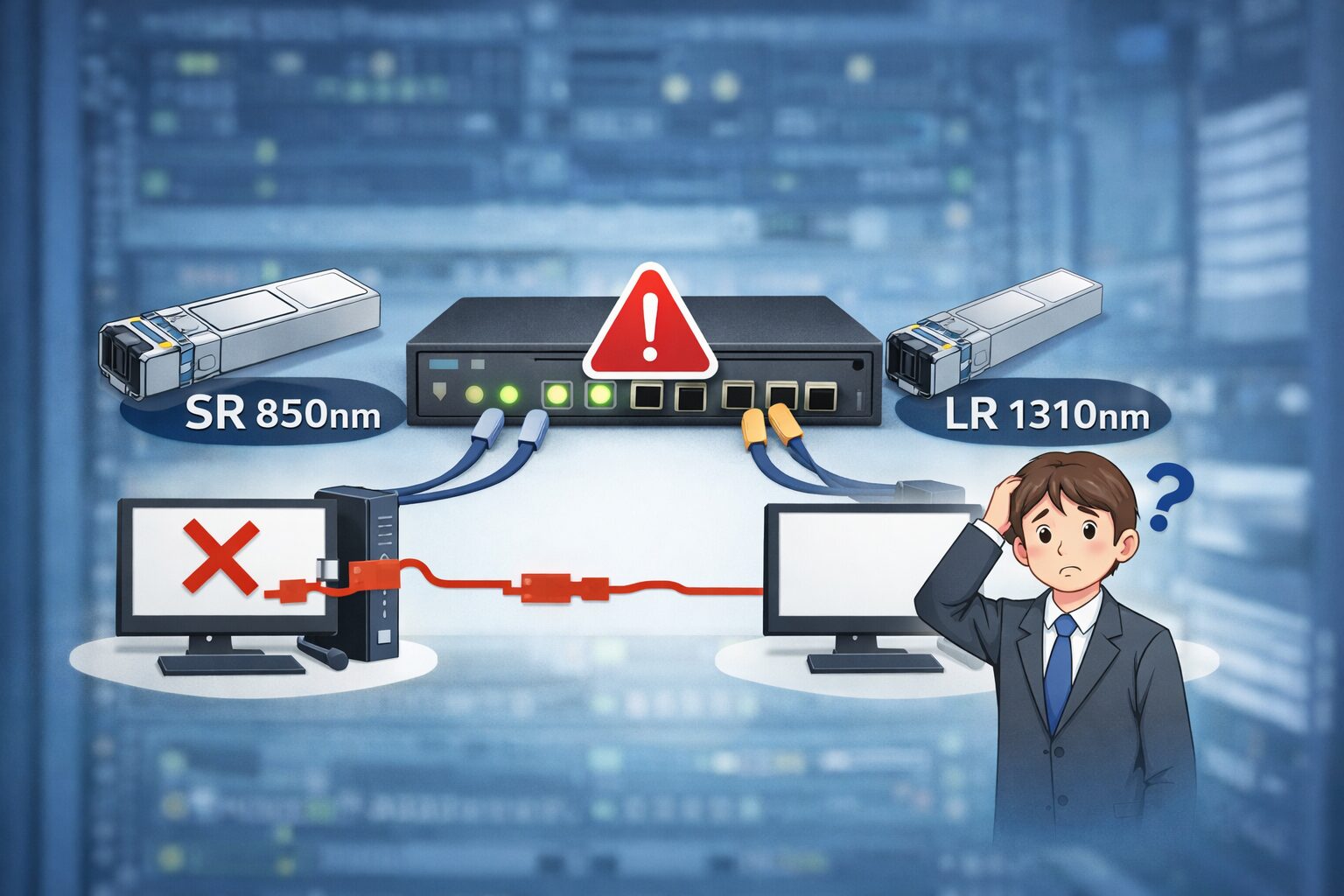 SFPのSRとLRの違いによる通信問題