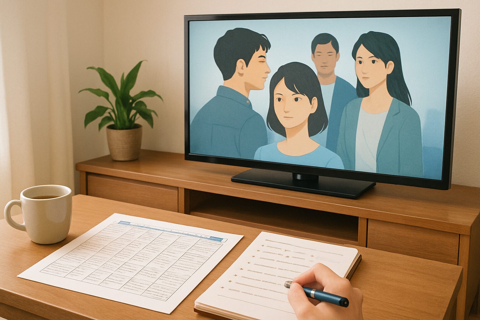 特集ドラマの放送前にテーマとキャスト情報を確認するイメージ