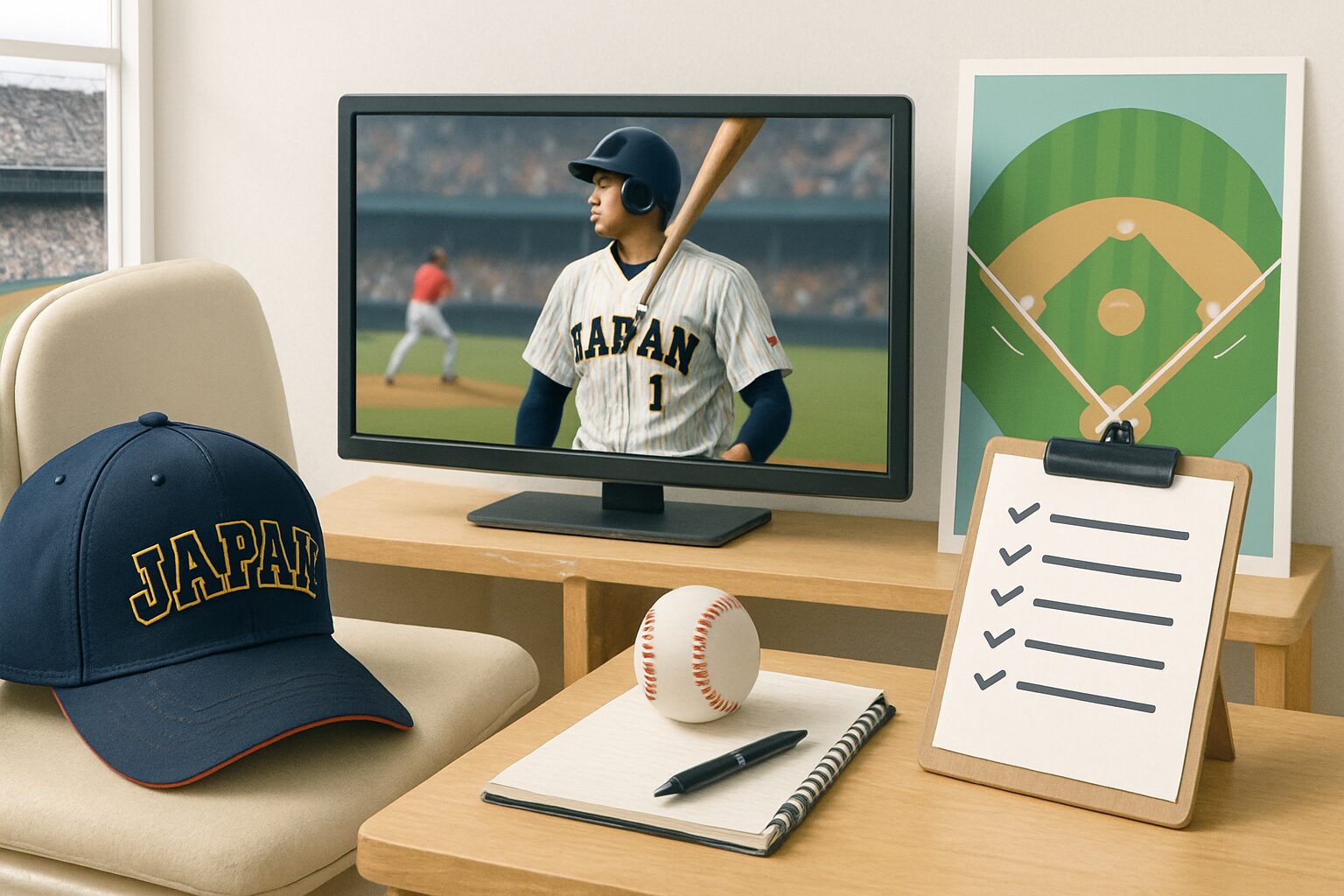 WBC日本代表の試合を応援するファンのイメージ